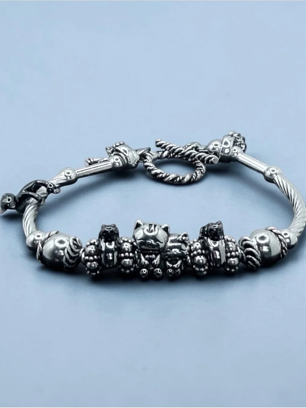 The Antheia Feline Charm Bracelet: A One-of-a-Kind Sterling Silver Exclusive#005
